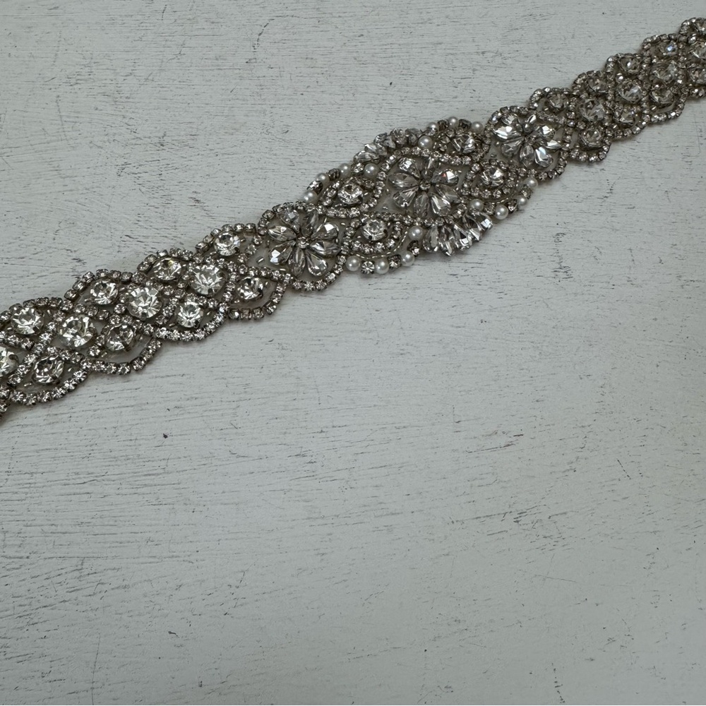 Rhinestone Wedding Belt Costume Sash Applique Bling Bead Crystal Headband Motif - Picture 7 of 15